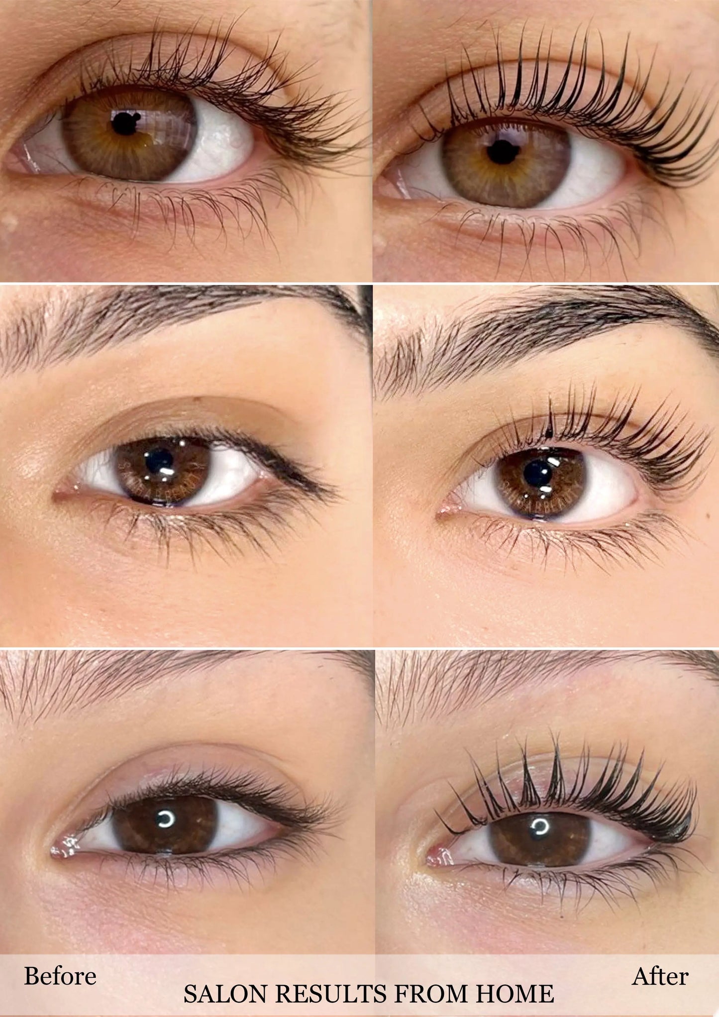 Before and After results of using the Lash Lift Kit and home. The results look professional and salon like. 