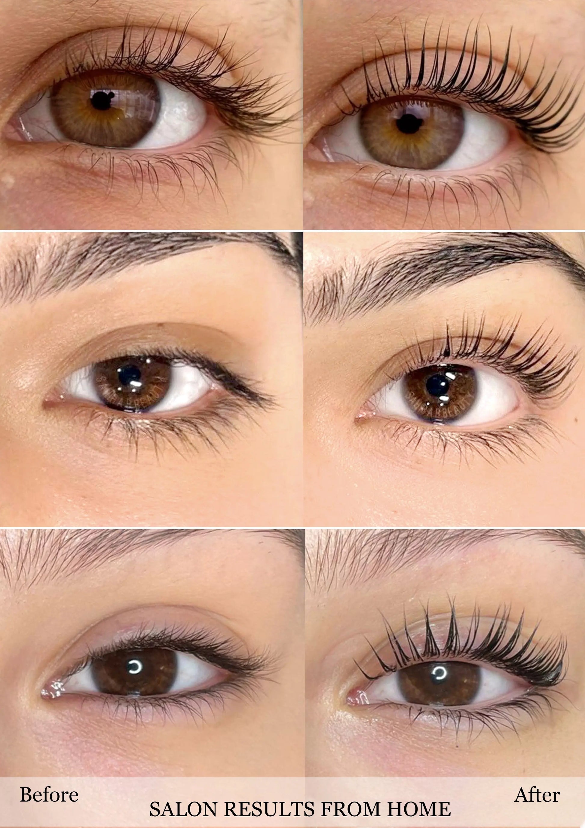 Before and After results of using the Lash Lift Kit and home. The results look professional and salon like. 