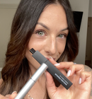 Tubing Mascara. withl ash growh serum, lady with long lashes, 