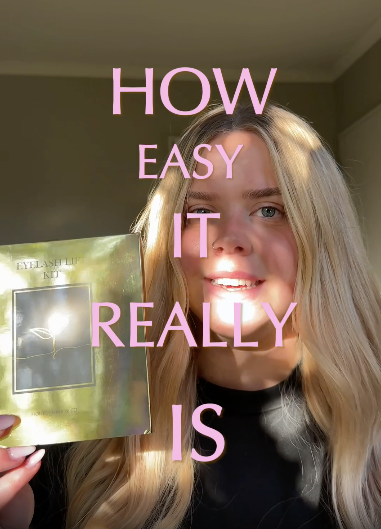 Video tutorial of using a lash lift kit, with instructions and results and showing the process. Video has audio and captions. 